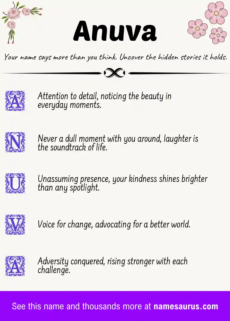 Acrostic poem about Anuva.