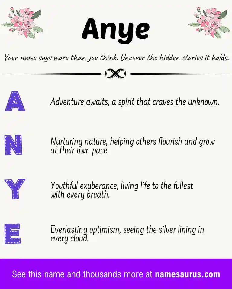 Acrostic poem about Anye.