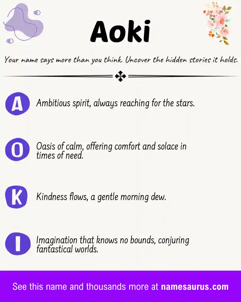 Acrostic poem about Aoki.