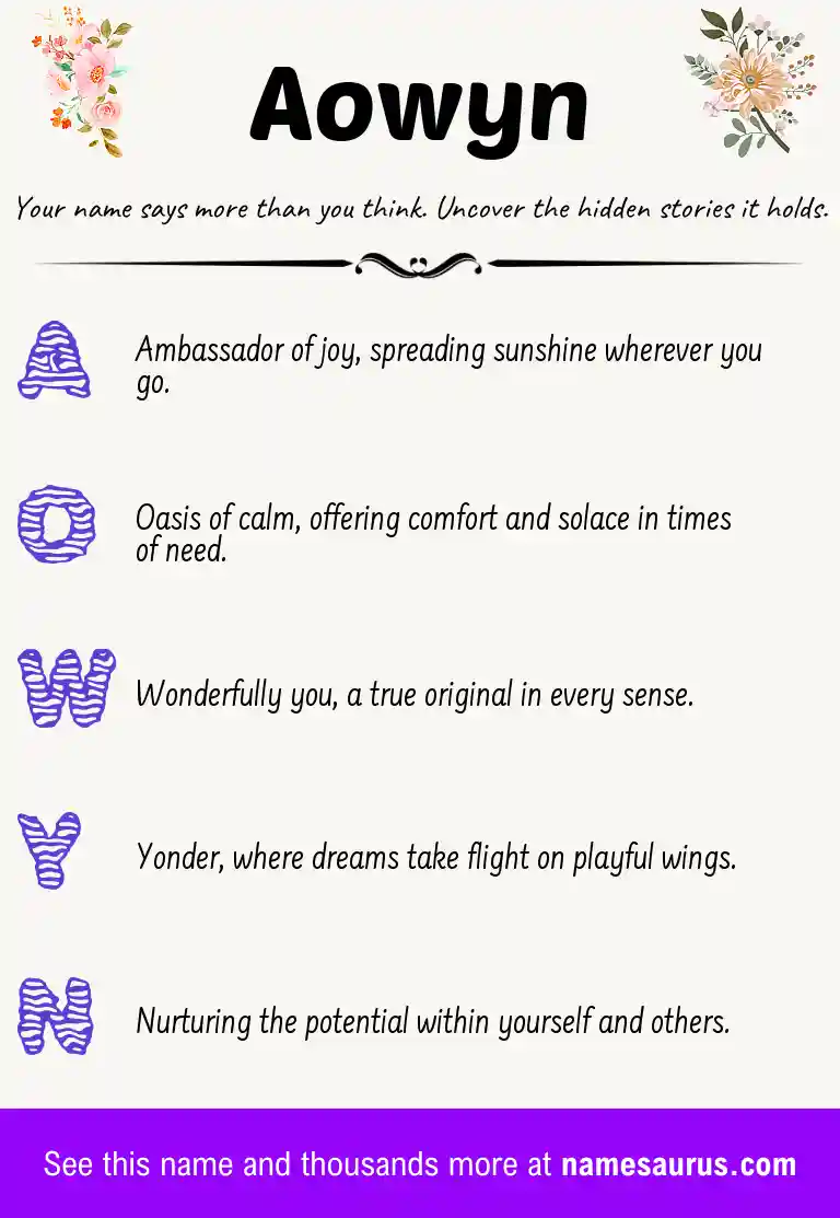Acrostic poem about Aowyn.