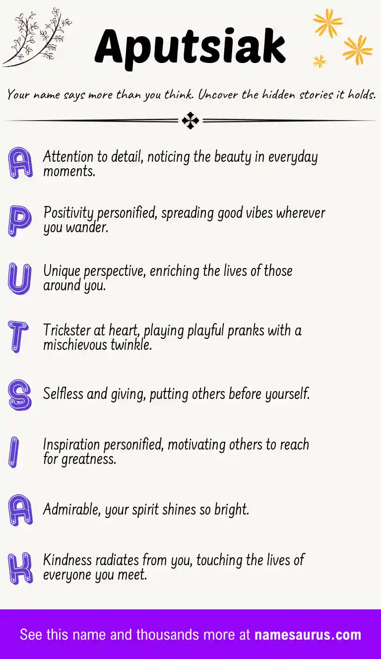 Acrostic poem about Aputsiak.