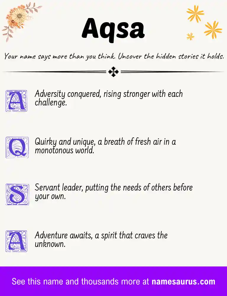 Acrostic poem about Aqsa.