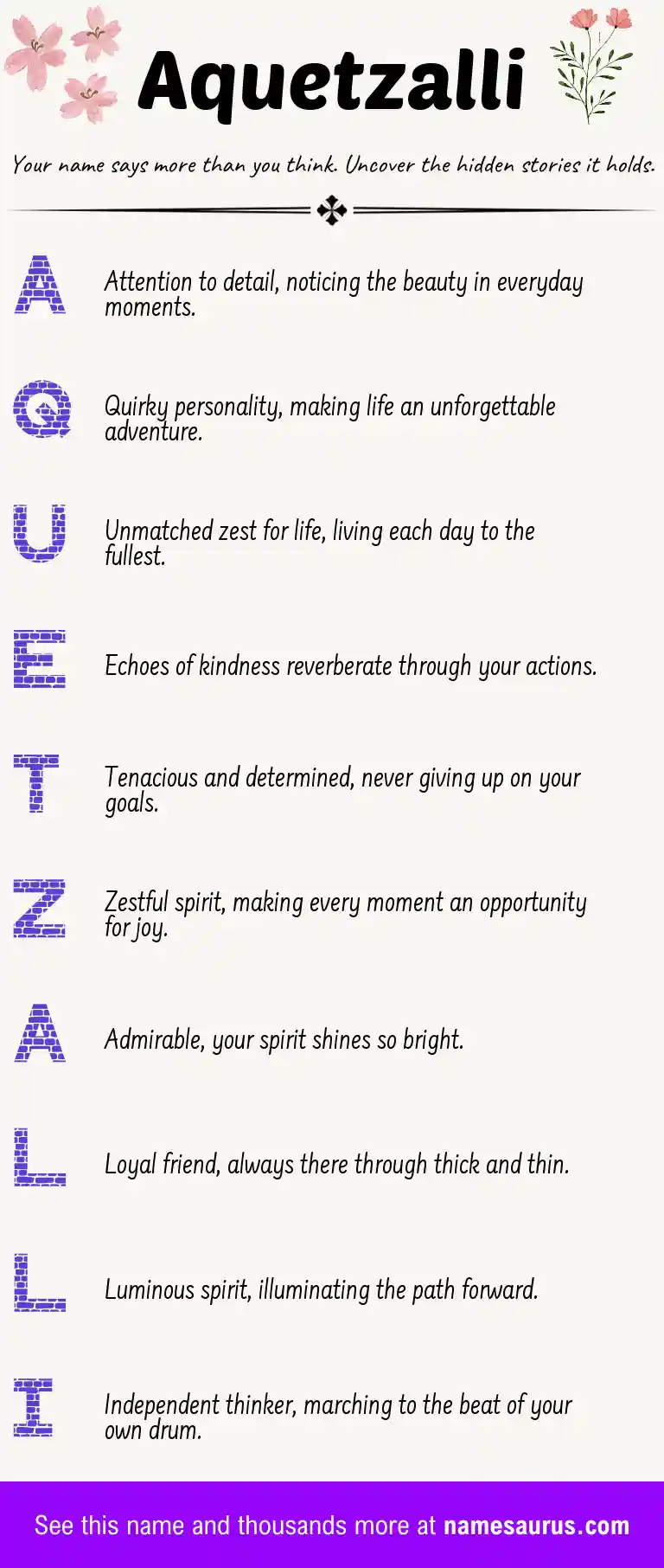 Acrostic poem about Aquetzalli.