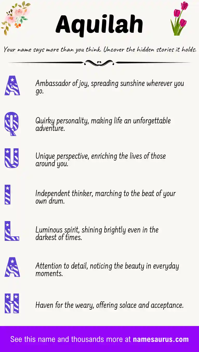 Acrostic poem about Aquilah.