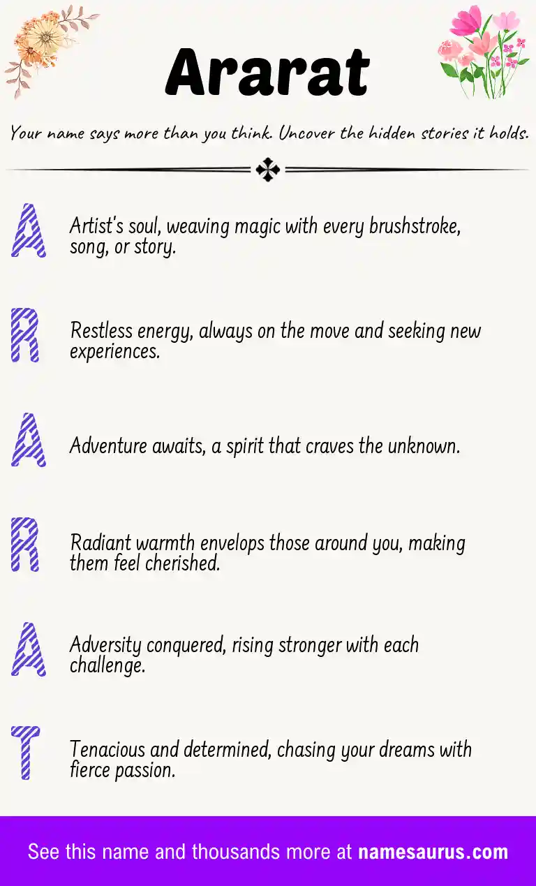 Acrostic poem about Ararat.