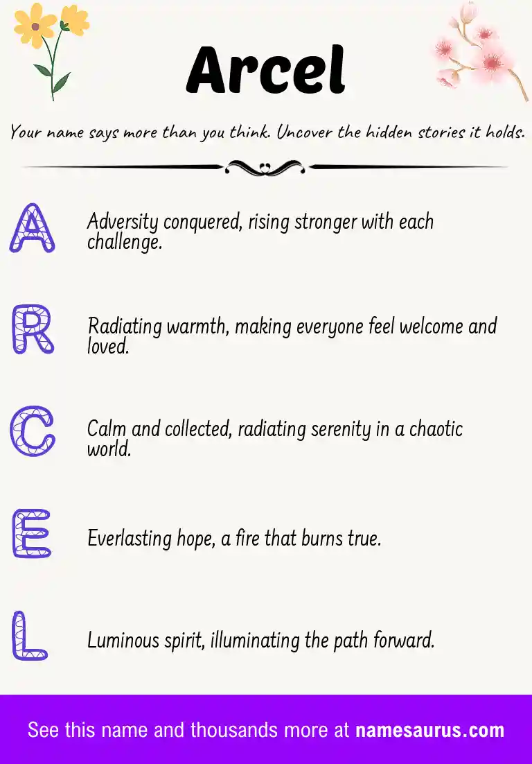 Acrostic poem about Arcel.