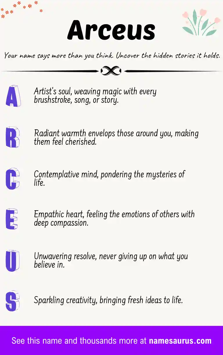 Acrostic poem about Arceus.