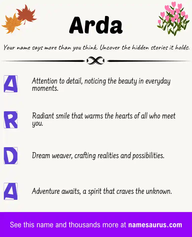 Acrostic poem about Arda.