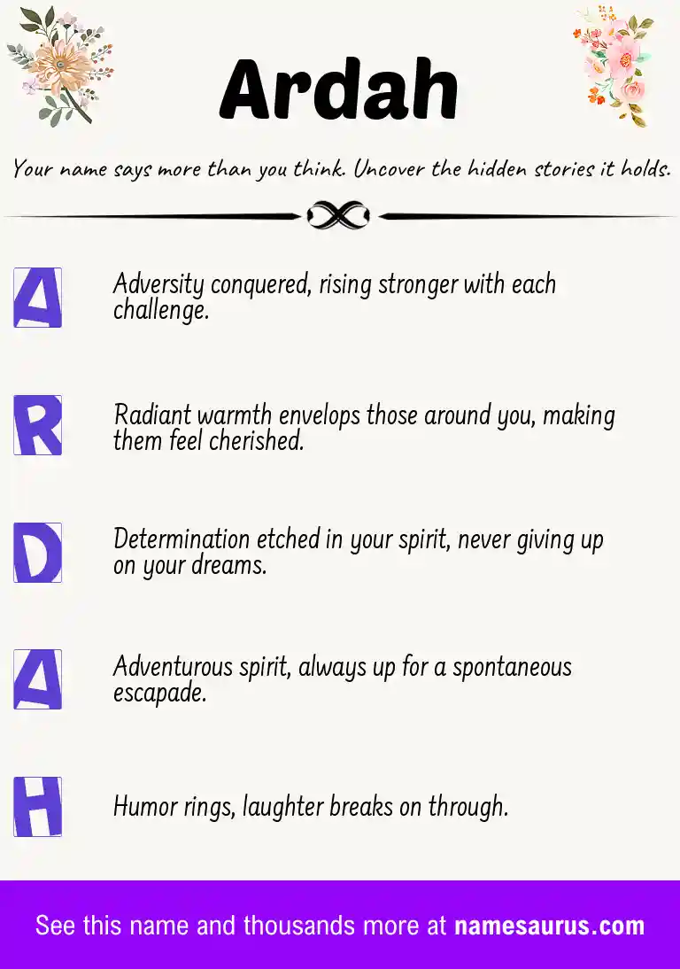 Acrostic poem about Ardah.