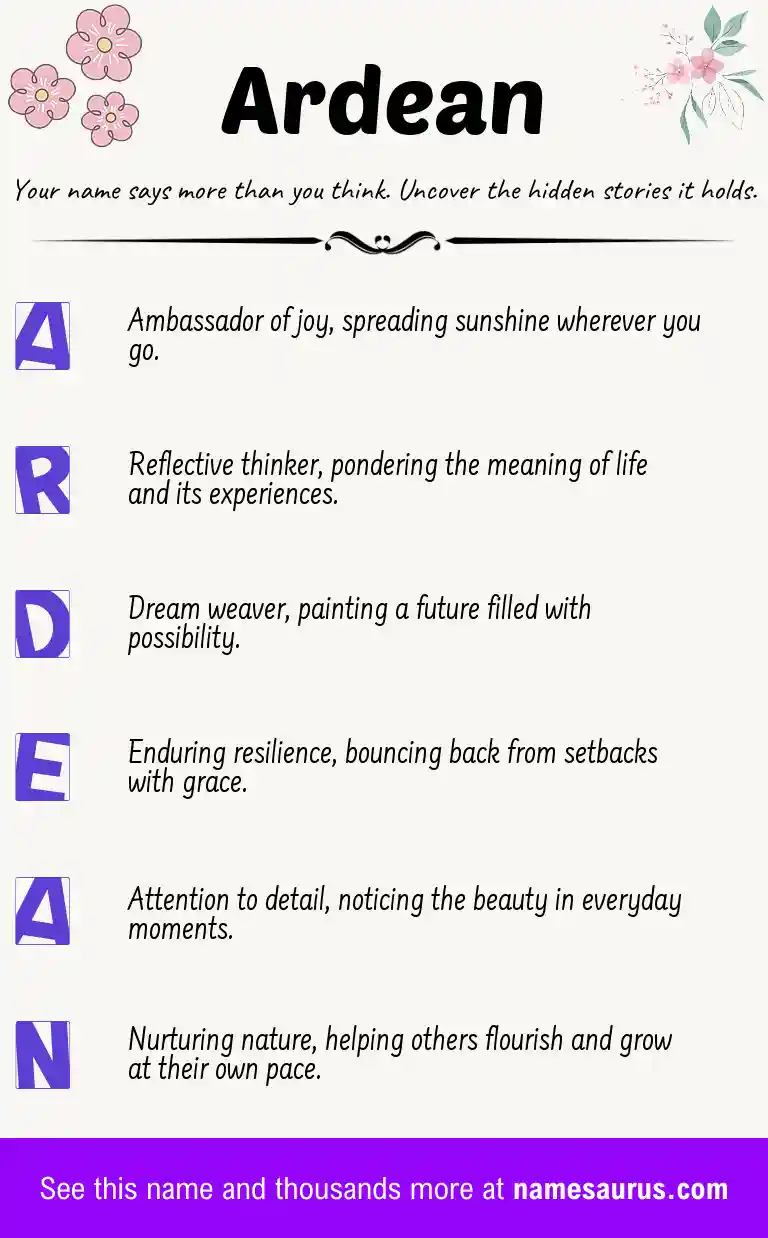 Acrostic poem about Ardean.