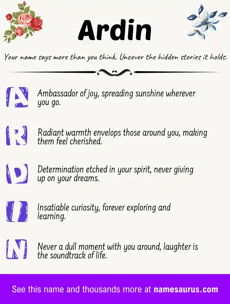 Acrostic poem about Ardin.