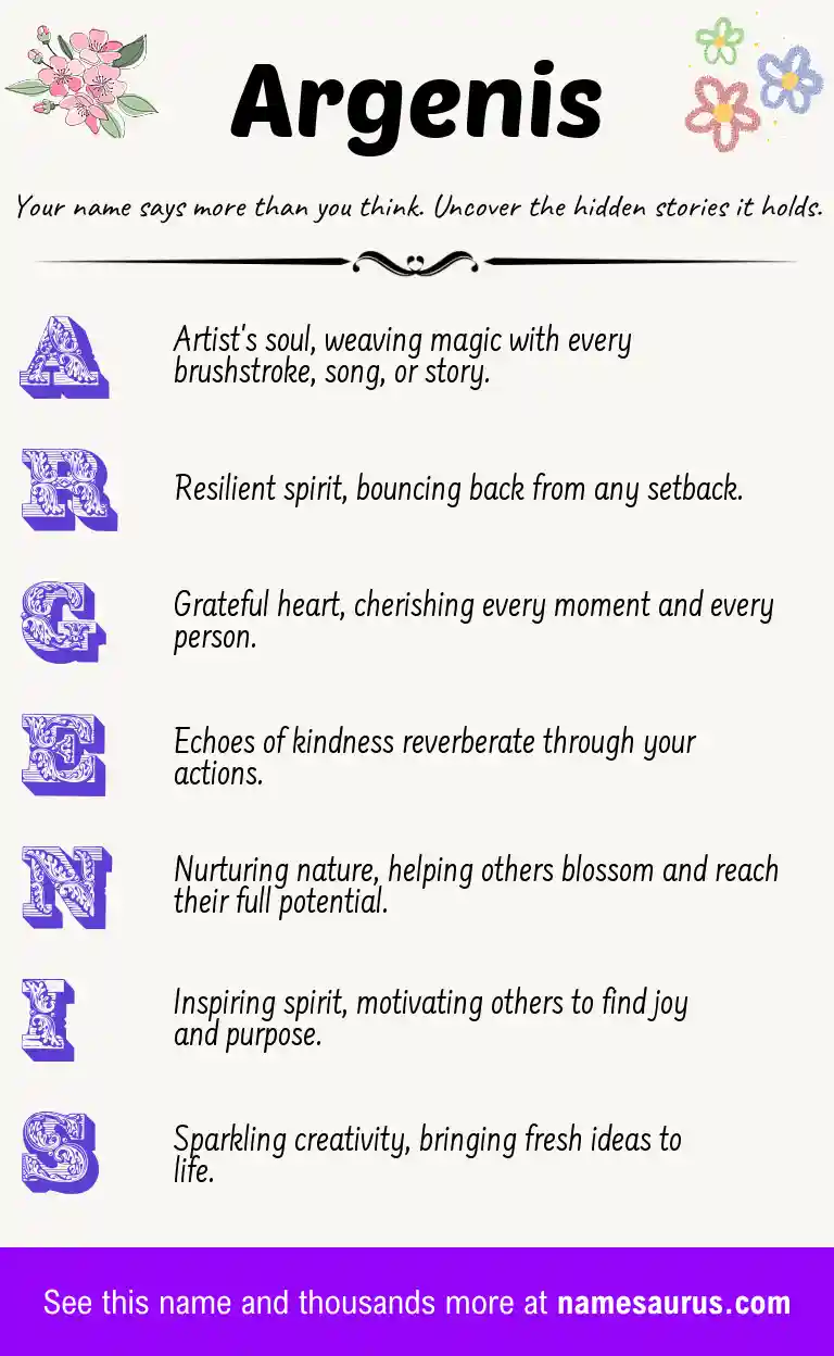 Acrostic poem about Argenis.