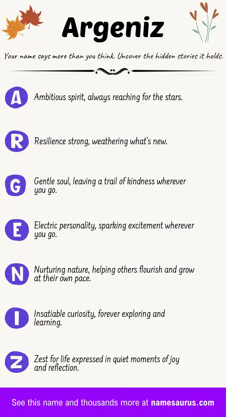 Acrostic poem about Argeniz.