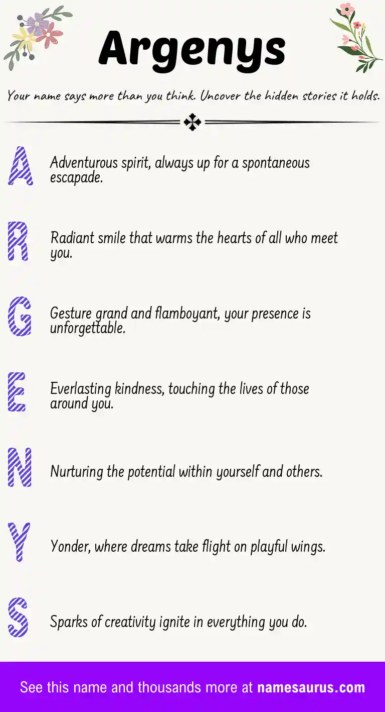 Acrostic poem about Argenys.