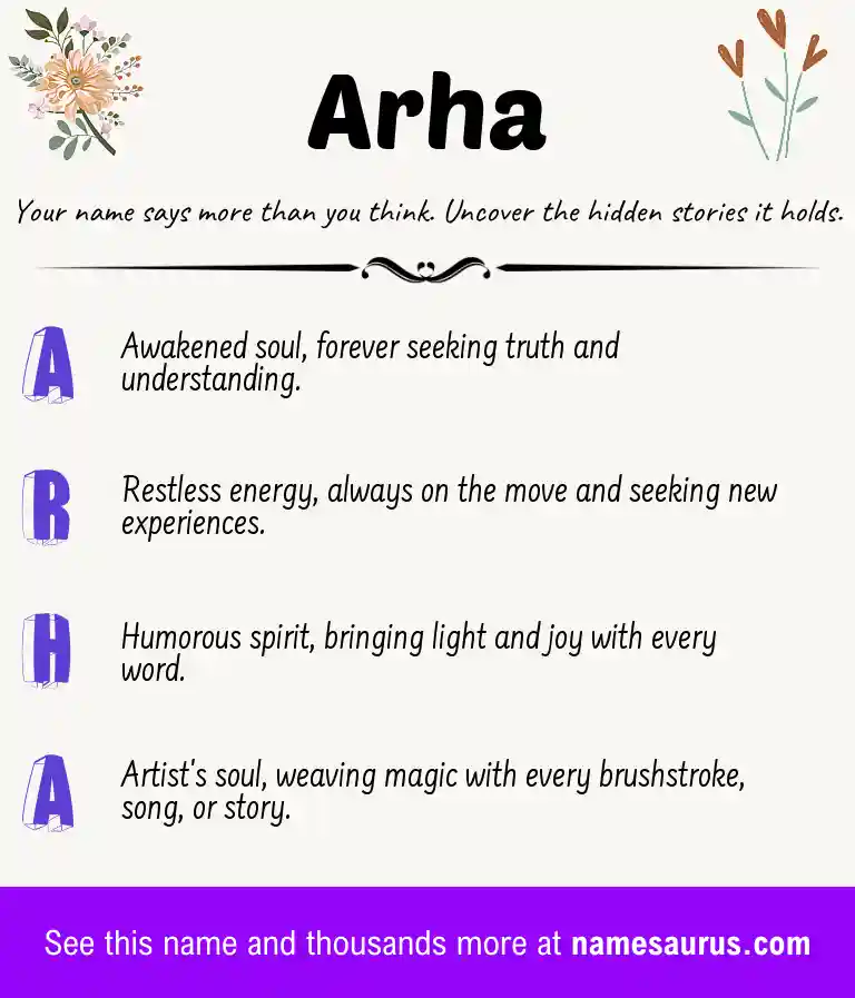 Acrostic poem about Arha.