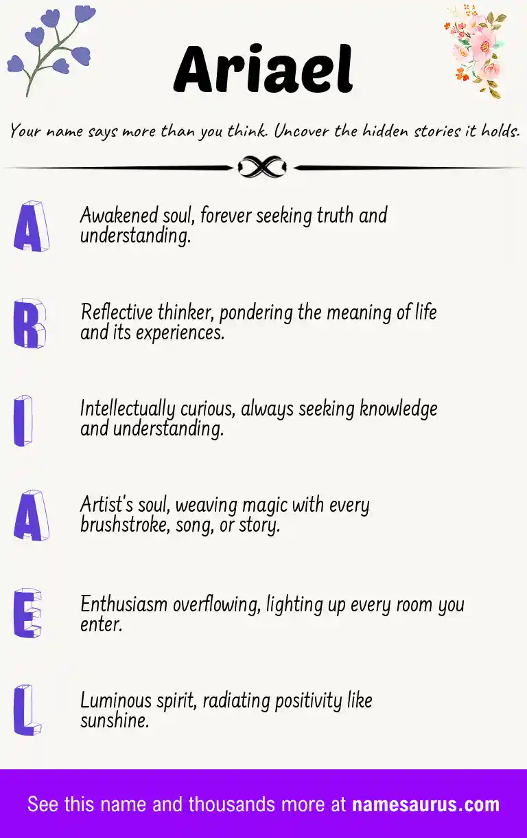 Acrostic poem about Ariael.