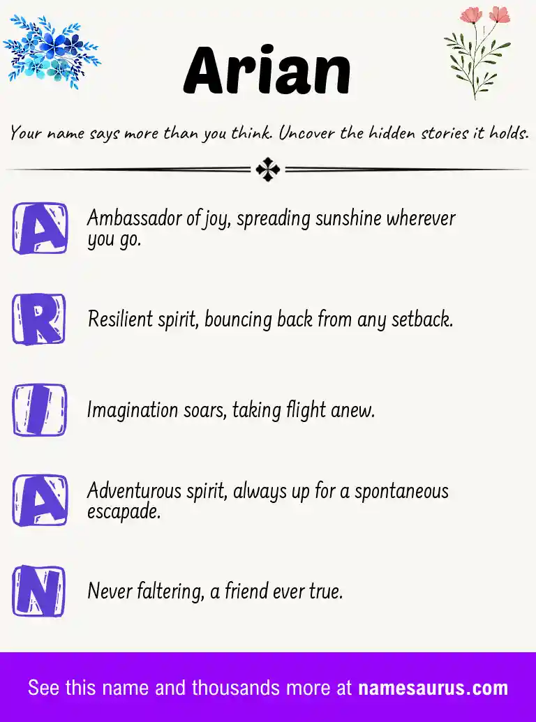 Acrostic poem about Arian.