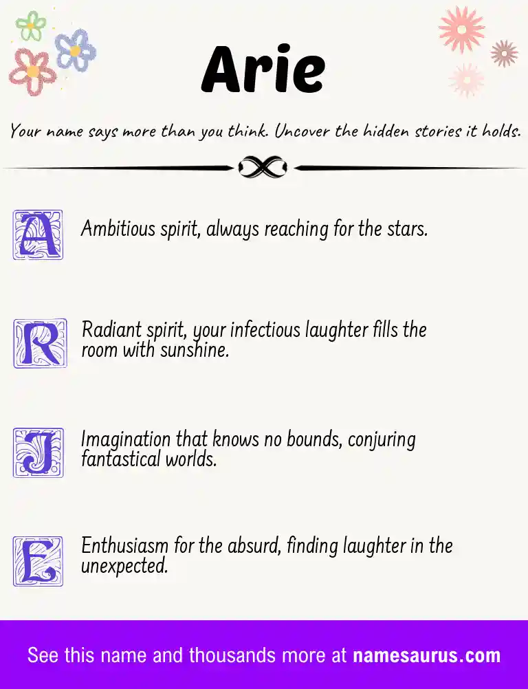 Acrostic poem about Arie.