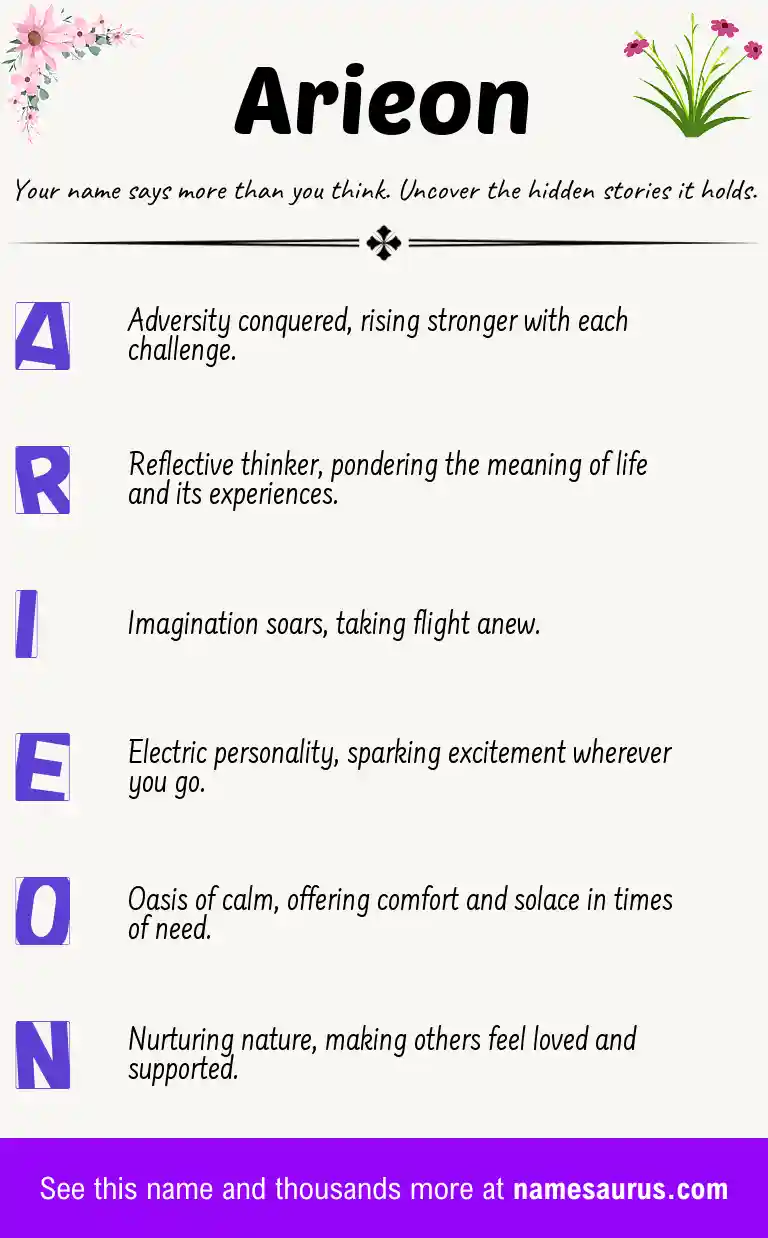 Acrostic poem about Arieon.