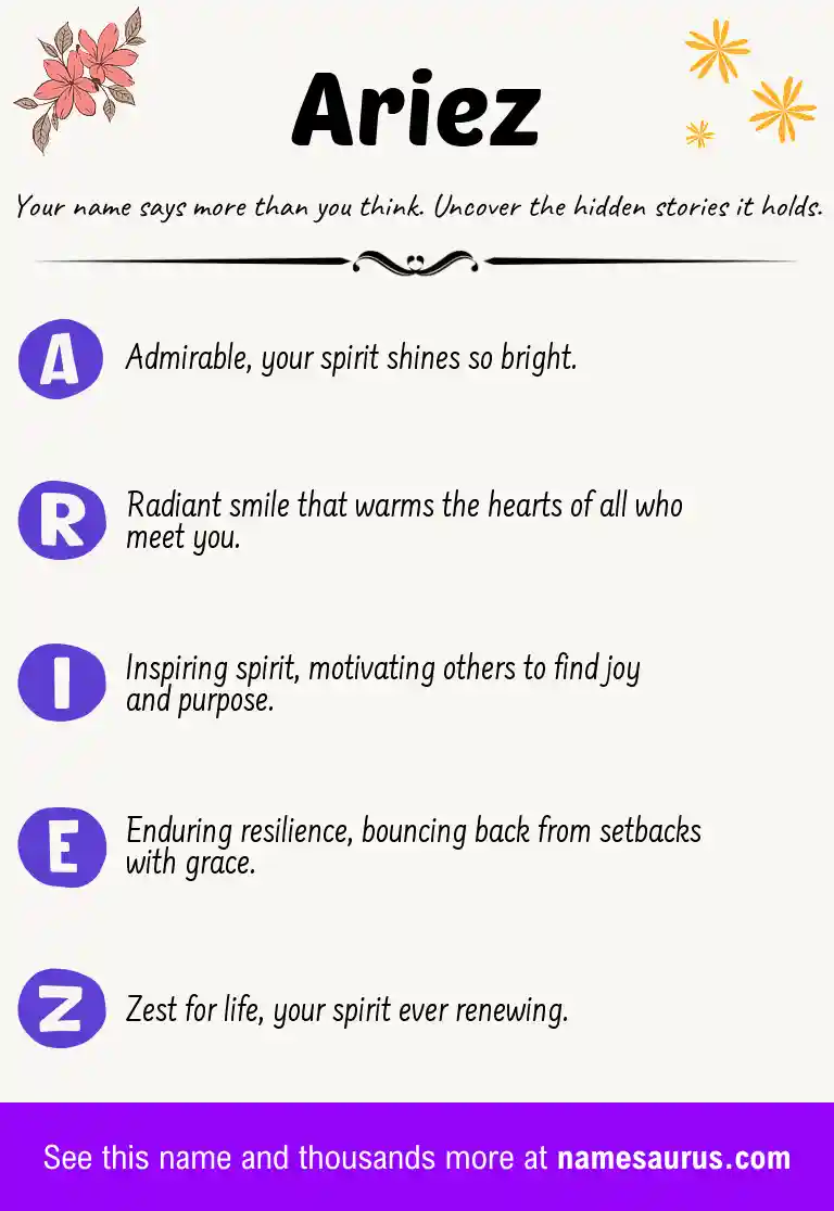 Acrostic poem about Ariez.