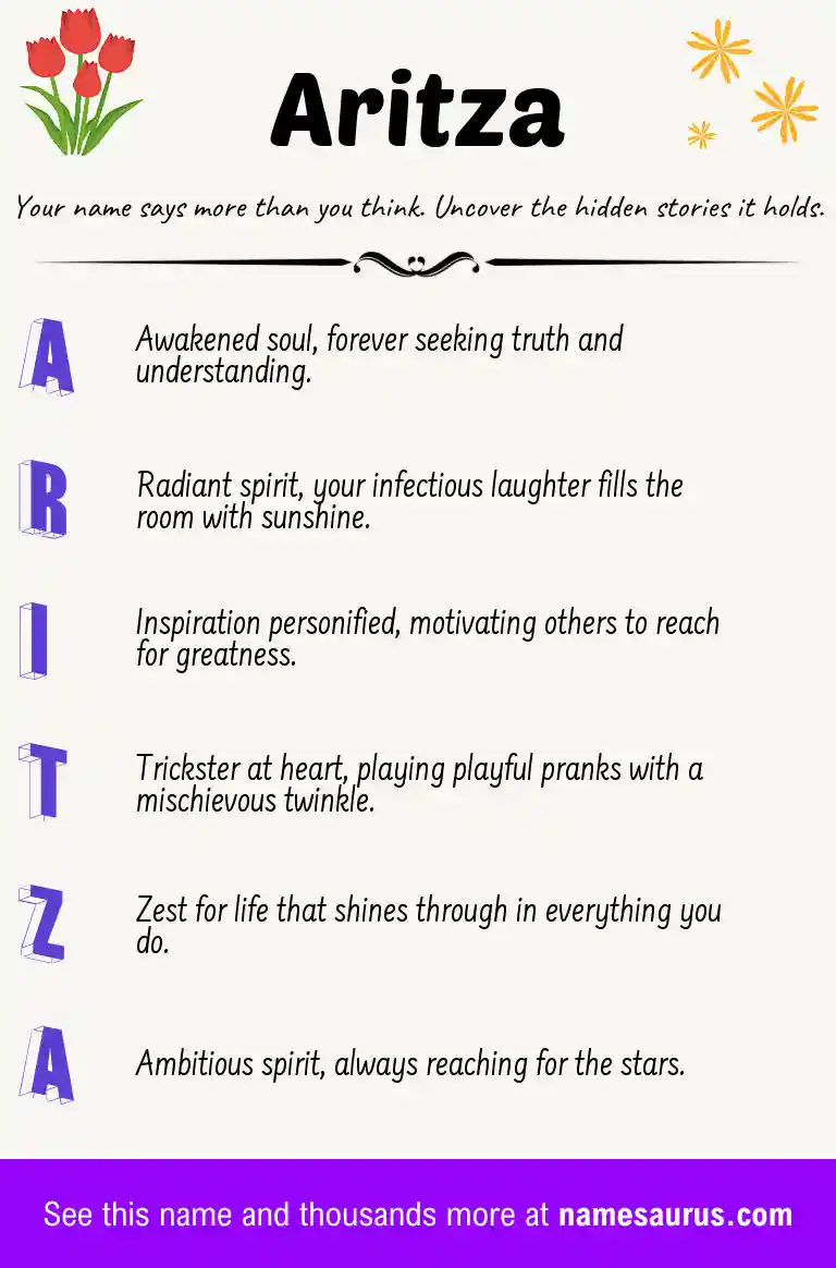 Acrostic poem about Aritza.