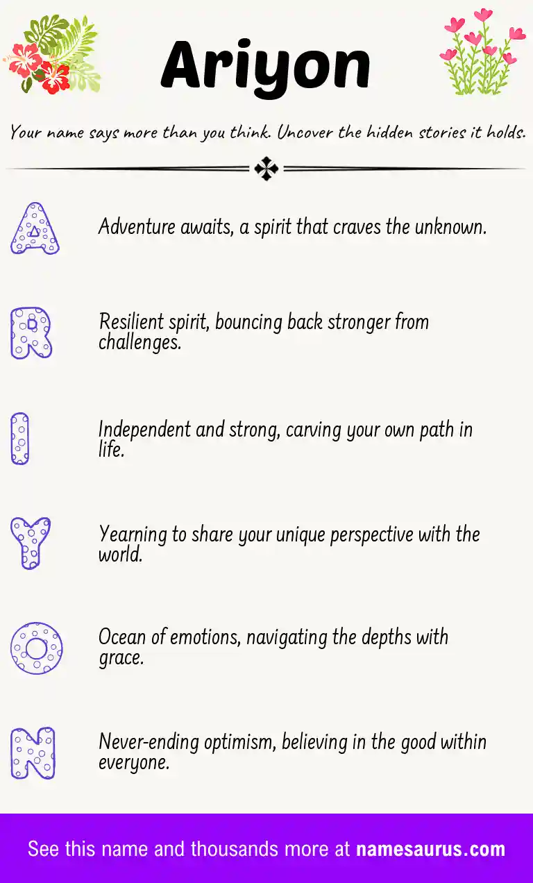 Acrostic poem about Ariyon.