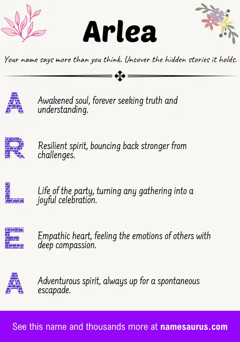 Acrostic poem about Arlea.