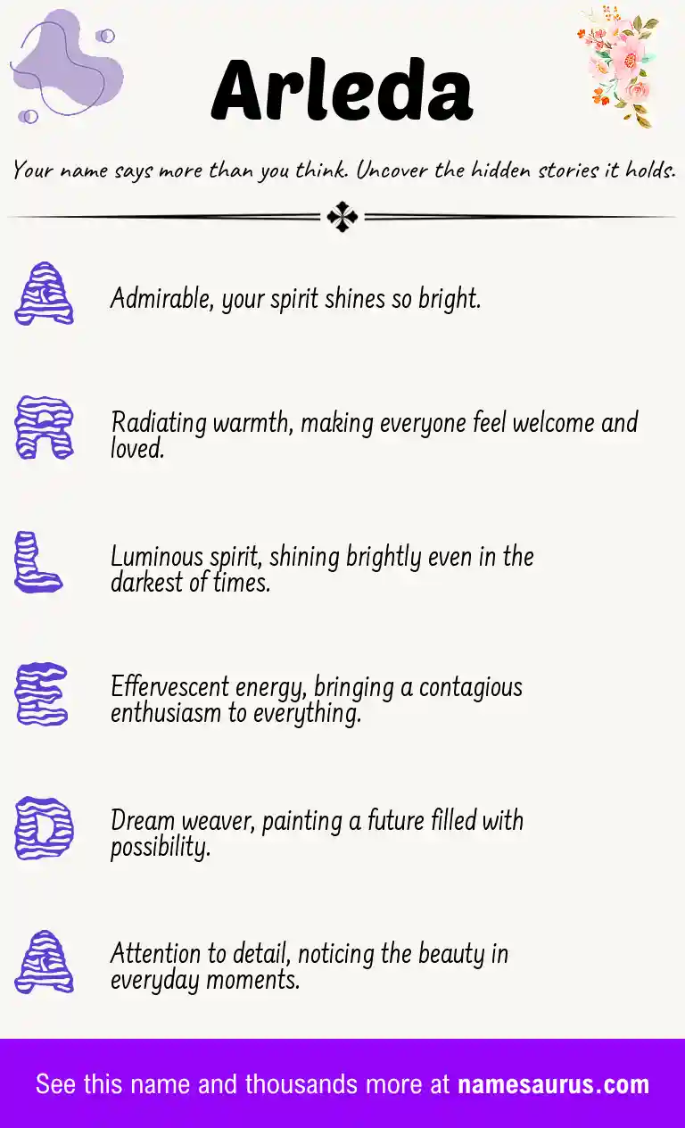 Acrostic poem about Arleda.