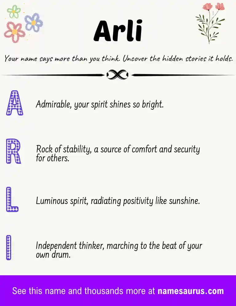 Acrostic poem about Arli.