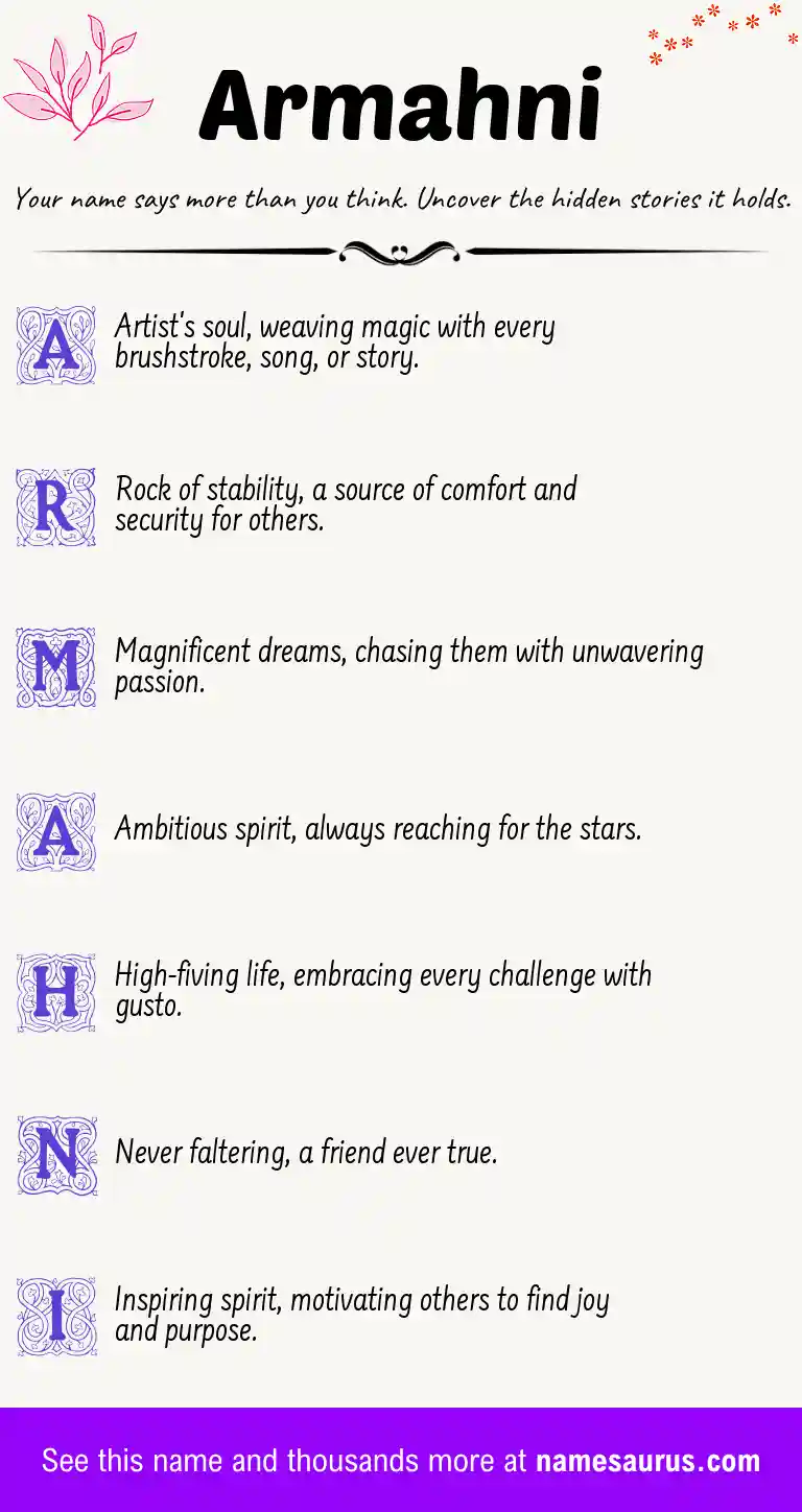 Acrostic poem about Armahni.