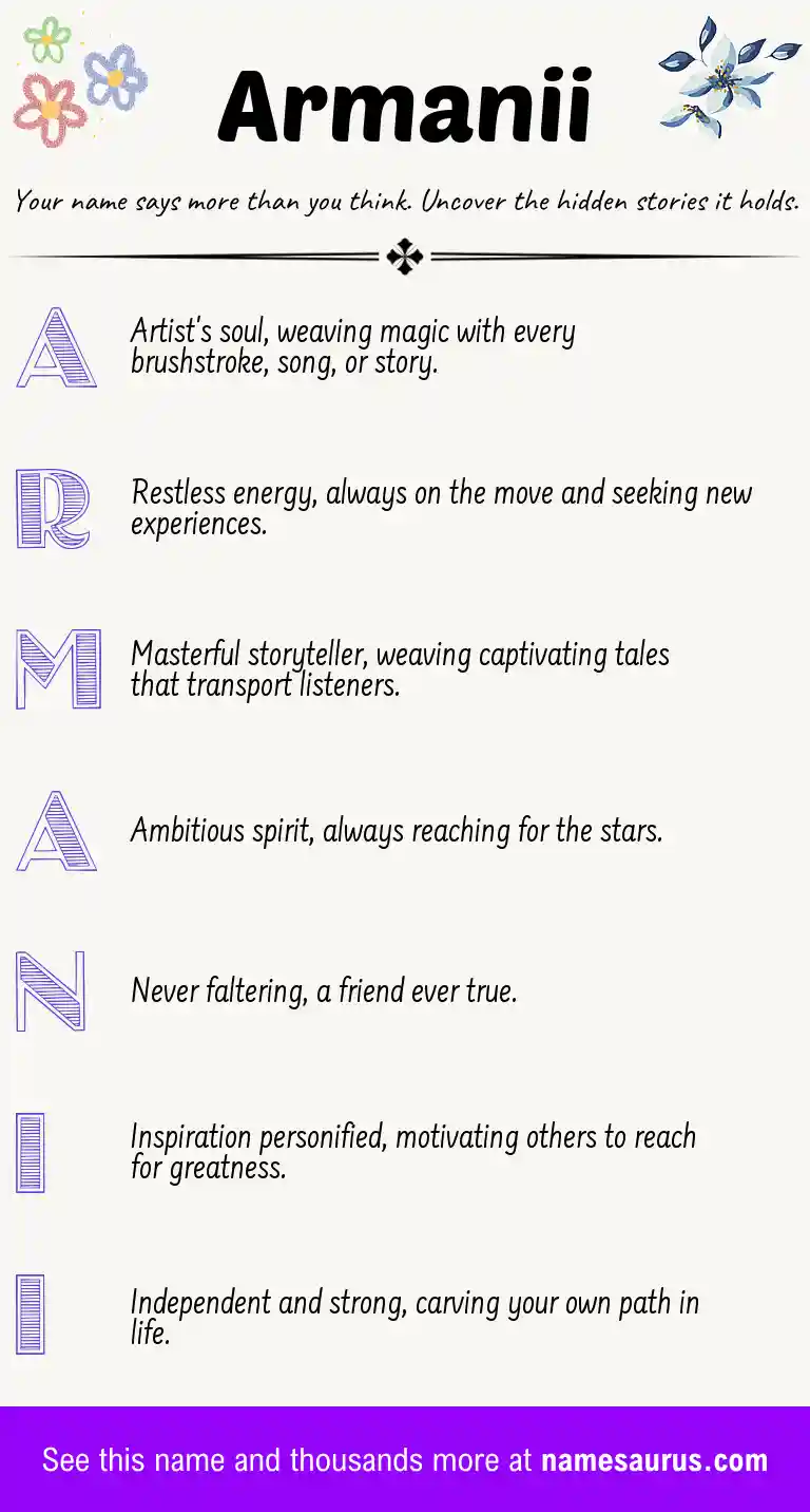 Acrostic poem about Armanii.
