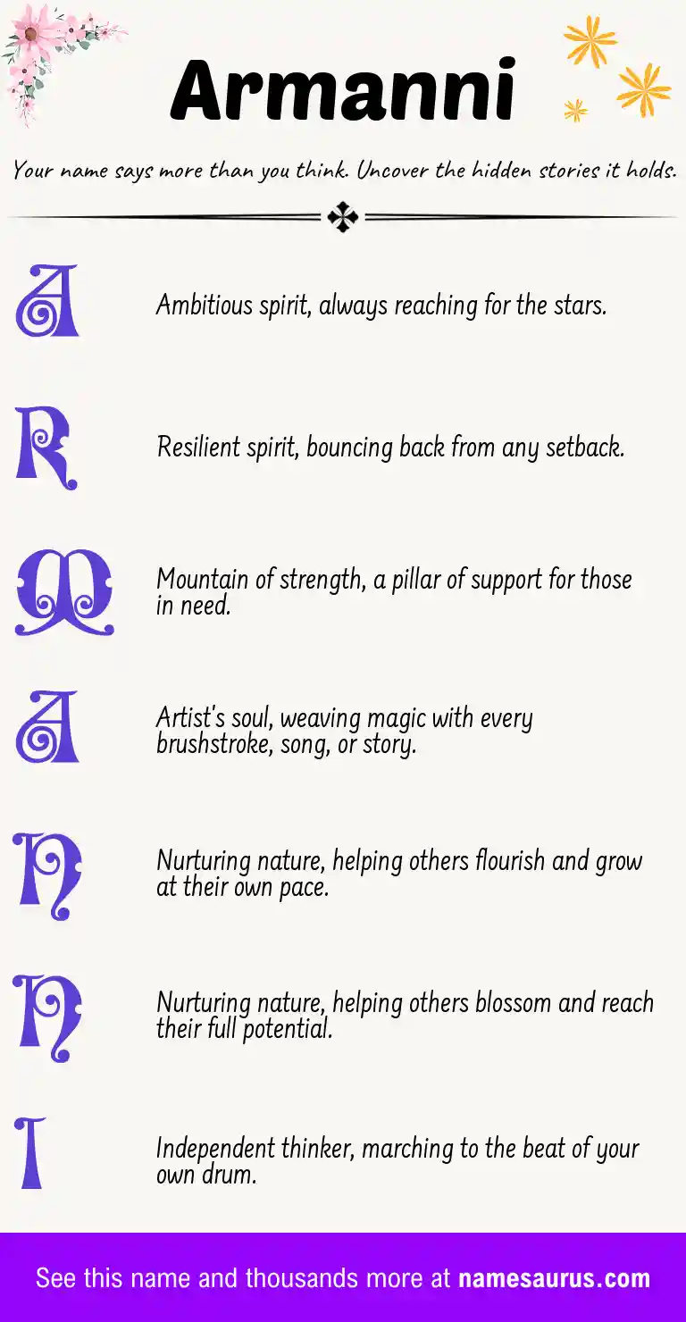 Acrostic poem about Armanni.