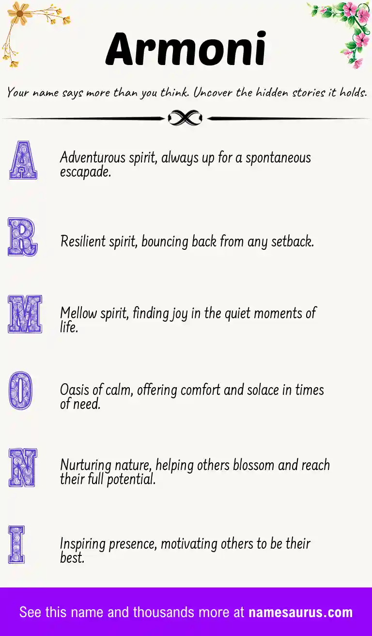 Acrostic poem about Armoni.