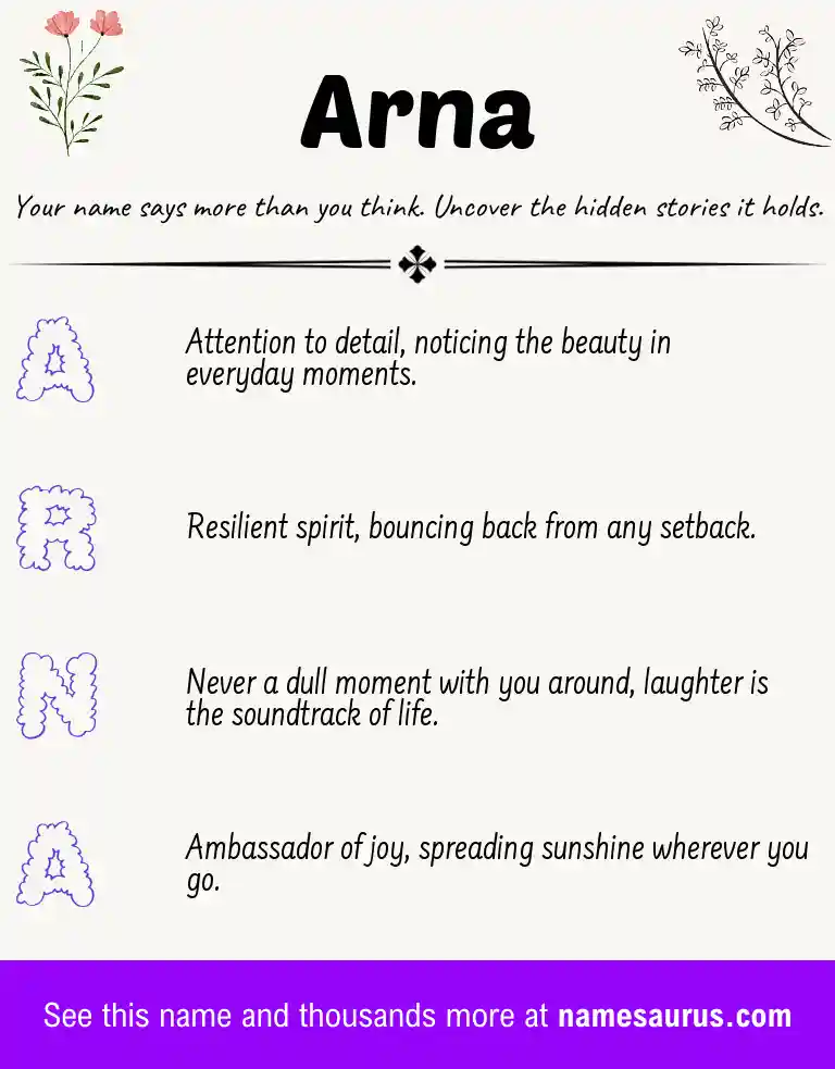 Acrostic poem about Arna.