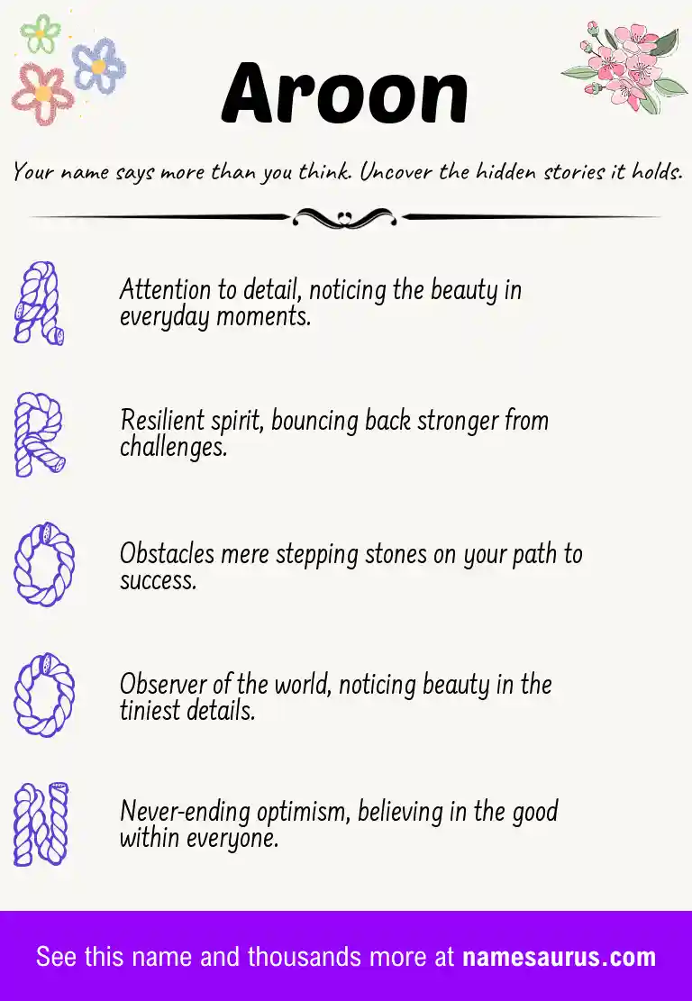 Acrostic poem about Aroon.
