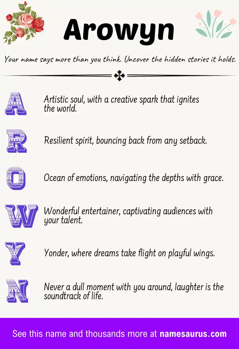 Acrostic poem about Arowyn.