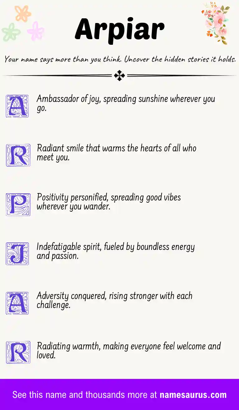 Acrostic poem about Arpiar.
