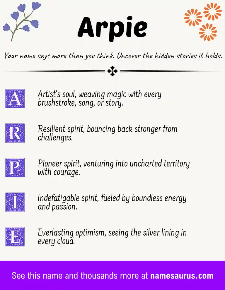 Acrostic poem about Arpie.