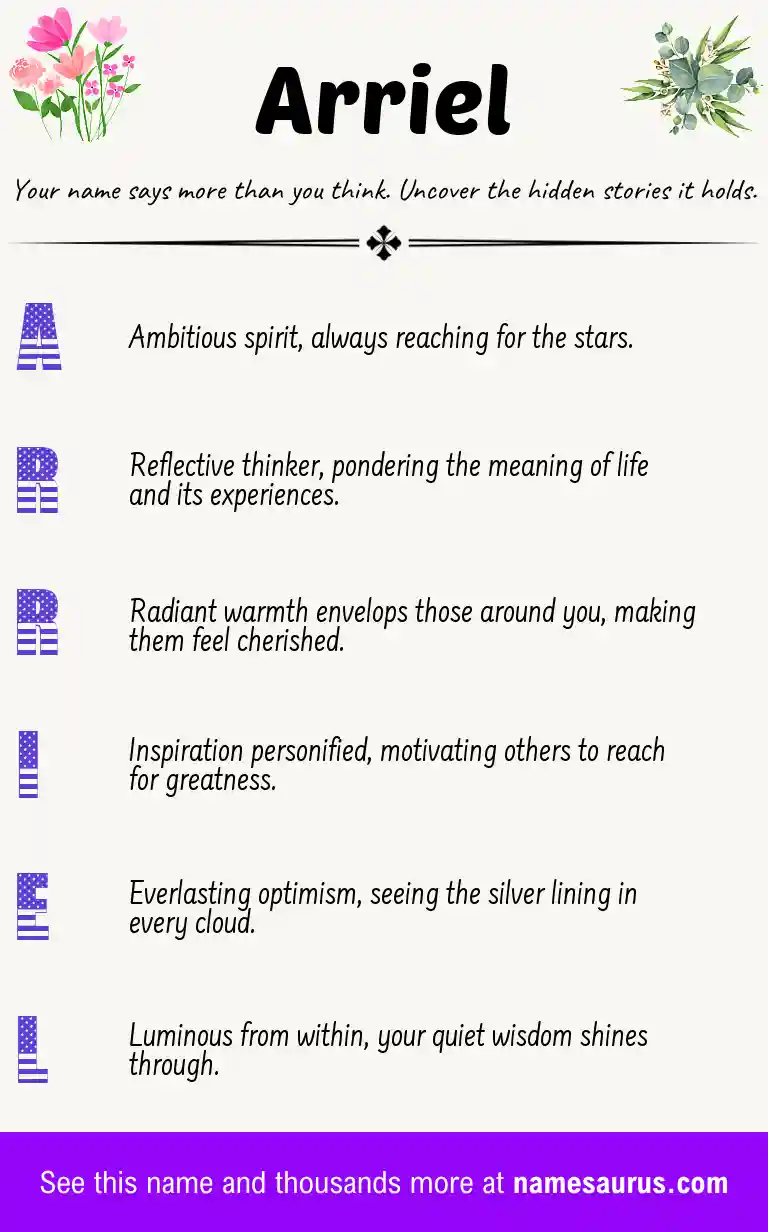 Acrostic poem about Arriel.