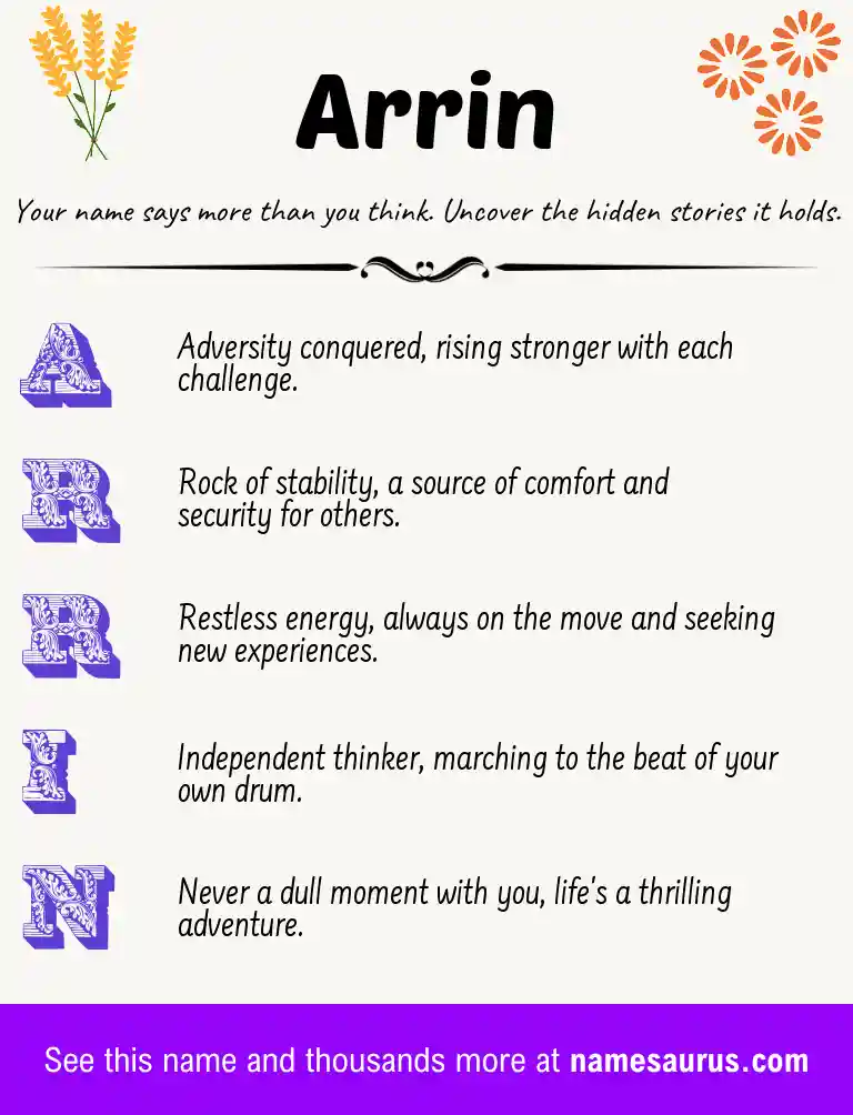 Acrostic poem about Arrin.
