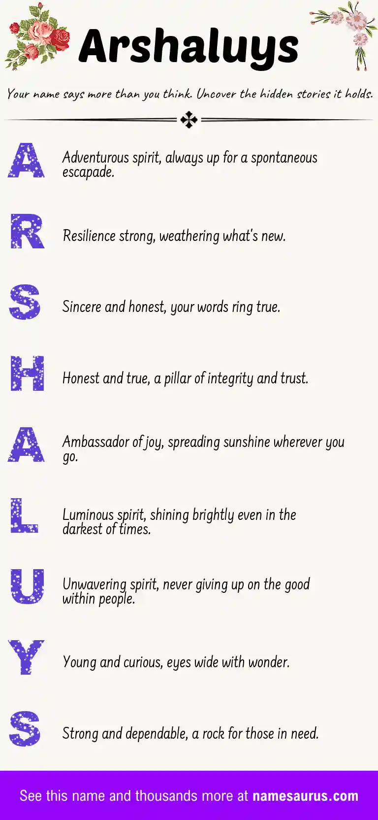 Acrostic poem about Arshaluys.