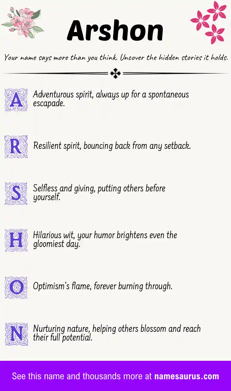 Acrostic poem about Arshon.