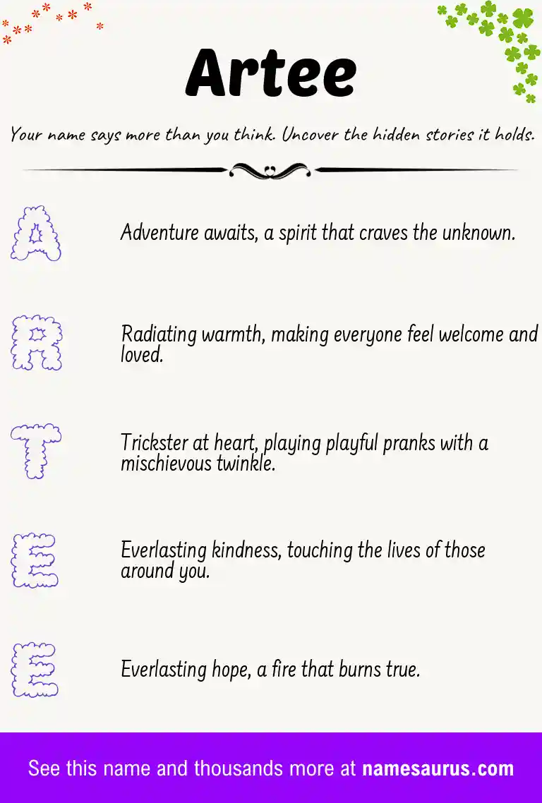 Acrostic poem about Artee.