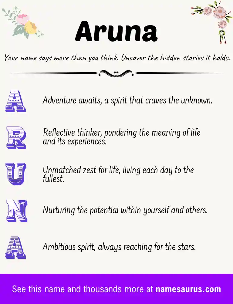 Acrostic poem about Aruna.