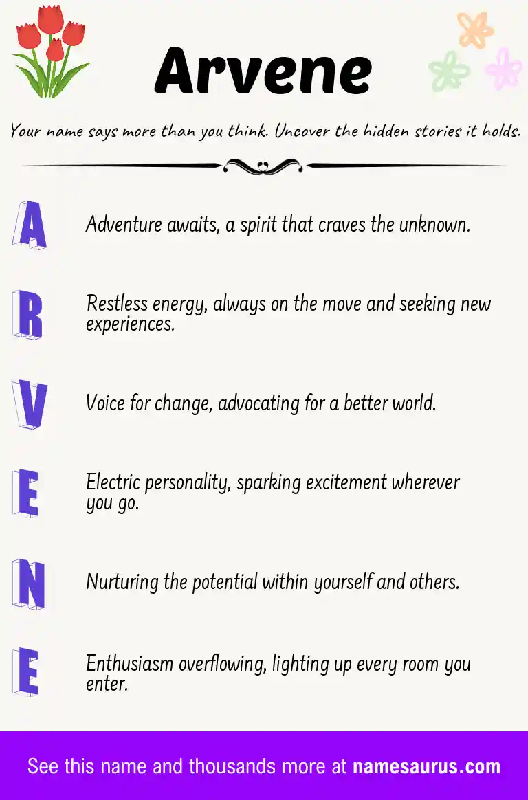 Acrostic poem about Arvene.