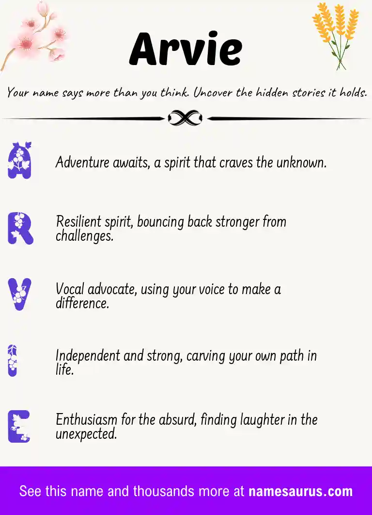 Acrostic poem about Arvie.