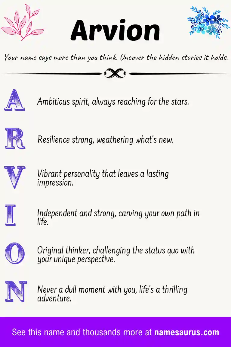 Acrostic poem about Arvion.