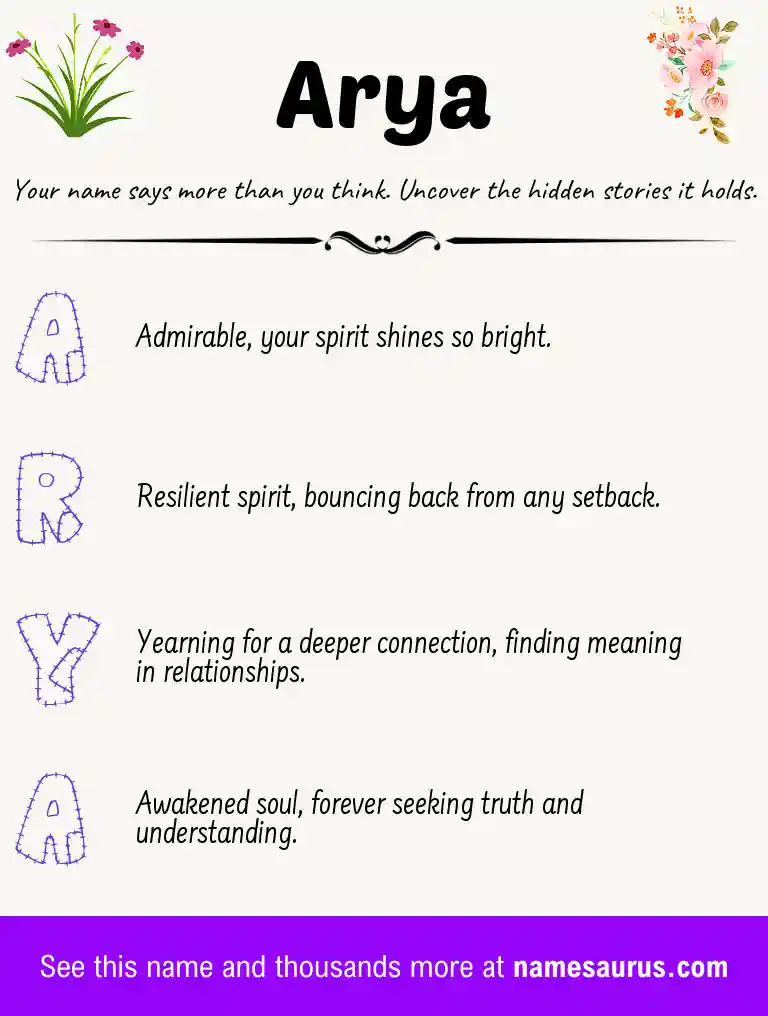 Acrostic poem about Arya.
