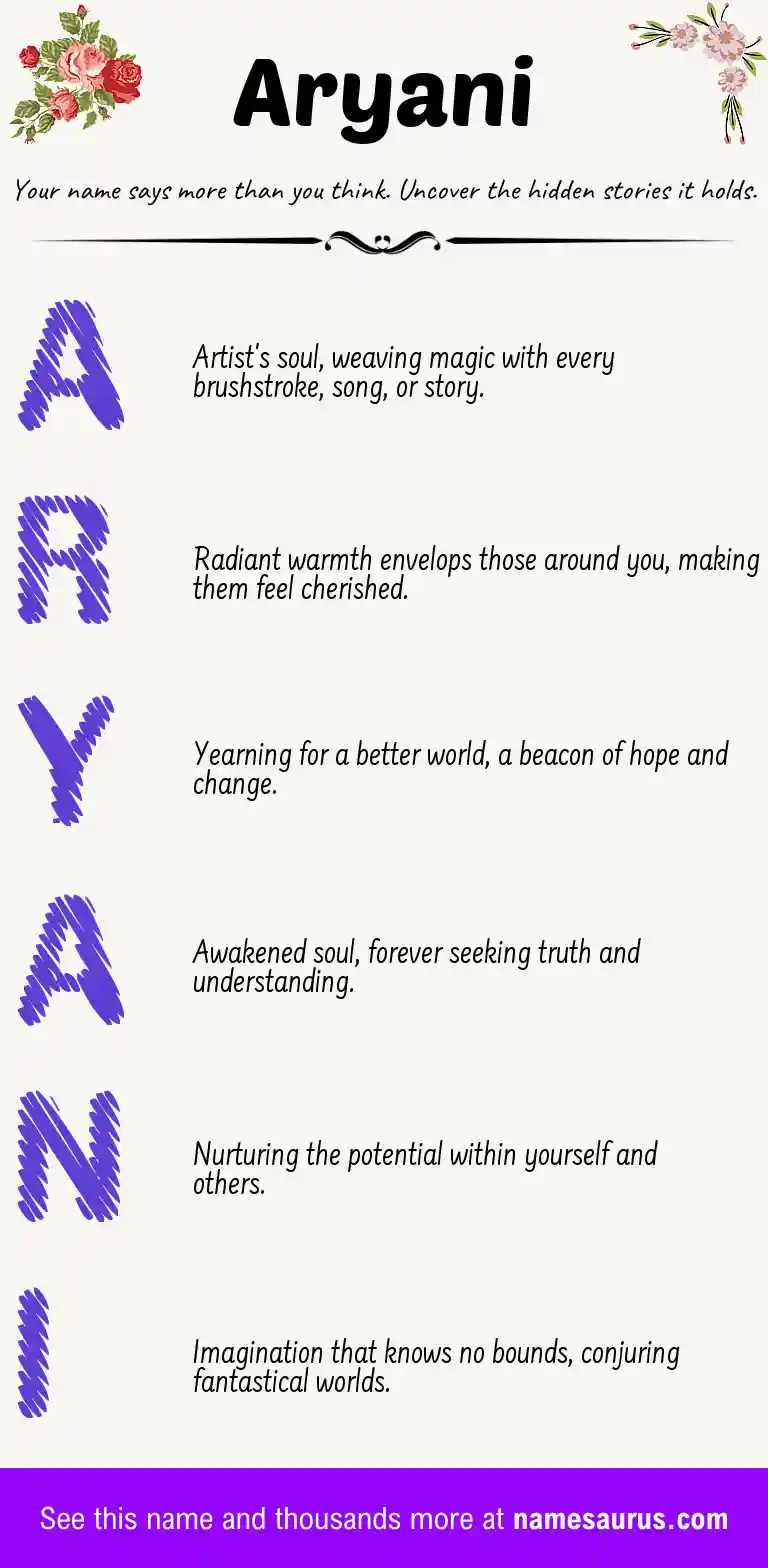 Acrostic poem about Aryani.