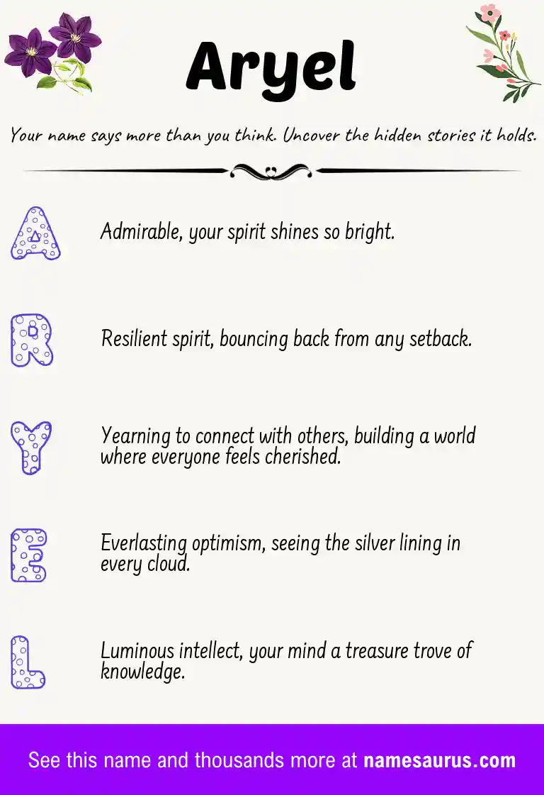 Acrostic poem about Aryel.